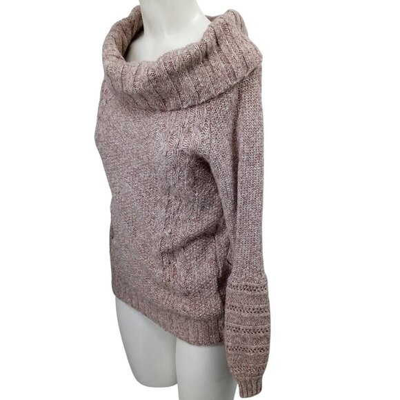 Sleeping On Snow Beige Cowl Neck Cable Neck Puff Sleeve Sweater Size XS Anthro - Picture 6 of 13